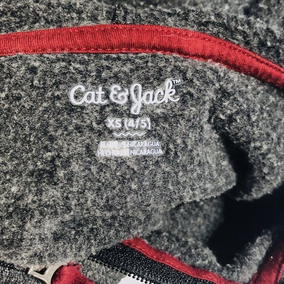 Cat & Jack Boys XS 4/5 Gray Heather Hooded Jacket Zip-Up Outerwear Pockets - Picture 9 of 9